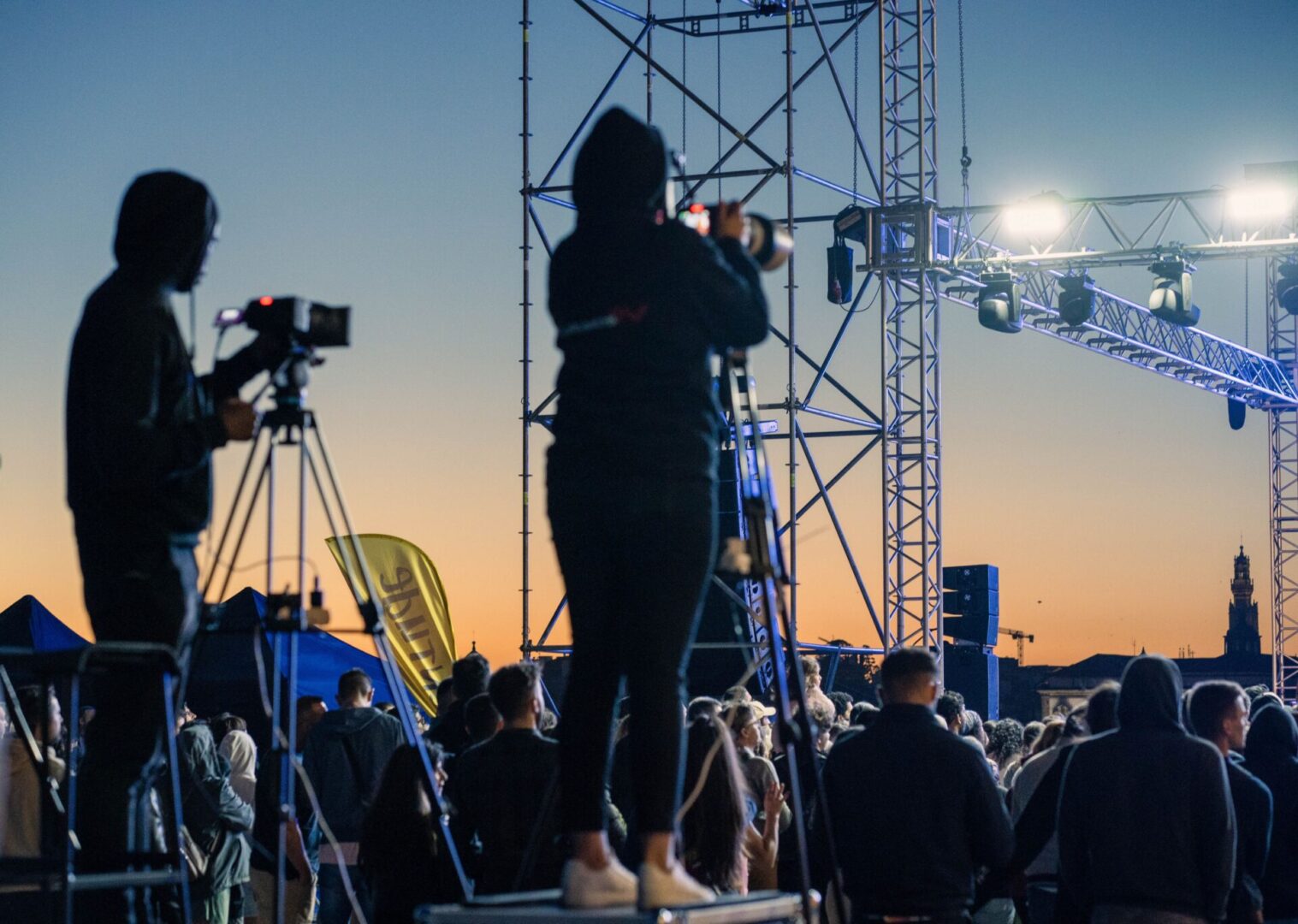 Cameramen capturing moments at a live event